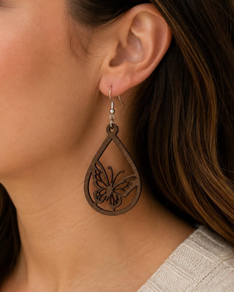 Walnut+Butterfly+Frame+Teardrop+Earrings+On+Model.png