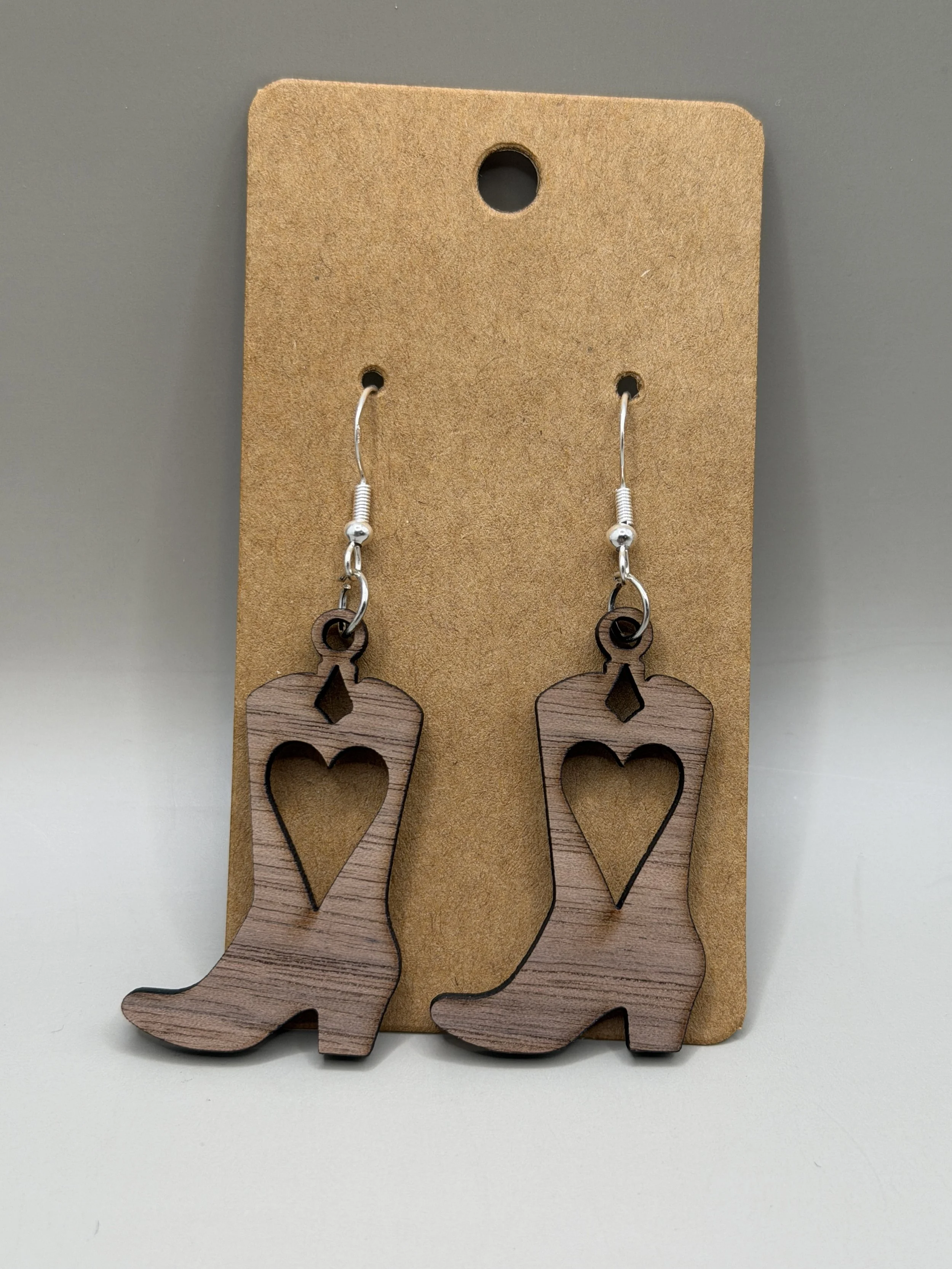 Walnut Earrings - Cowboy Boot Heart.JPG