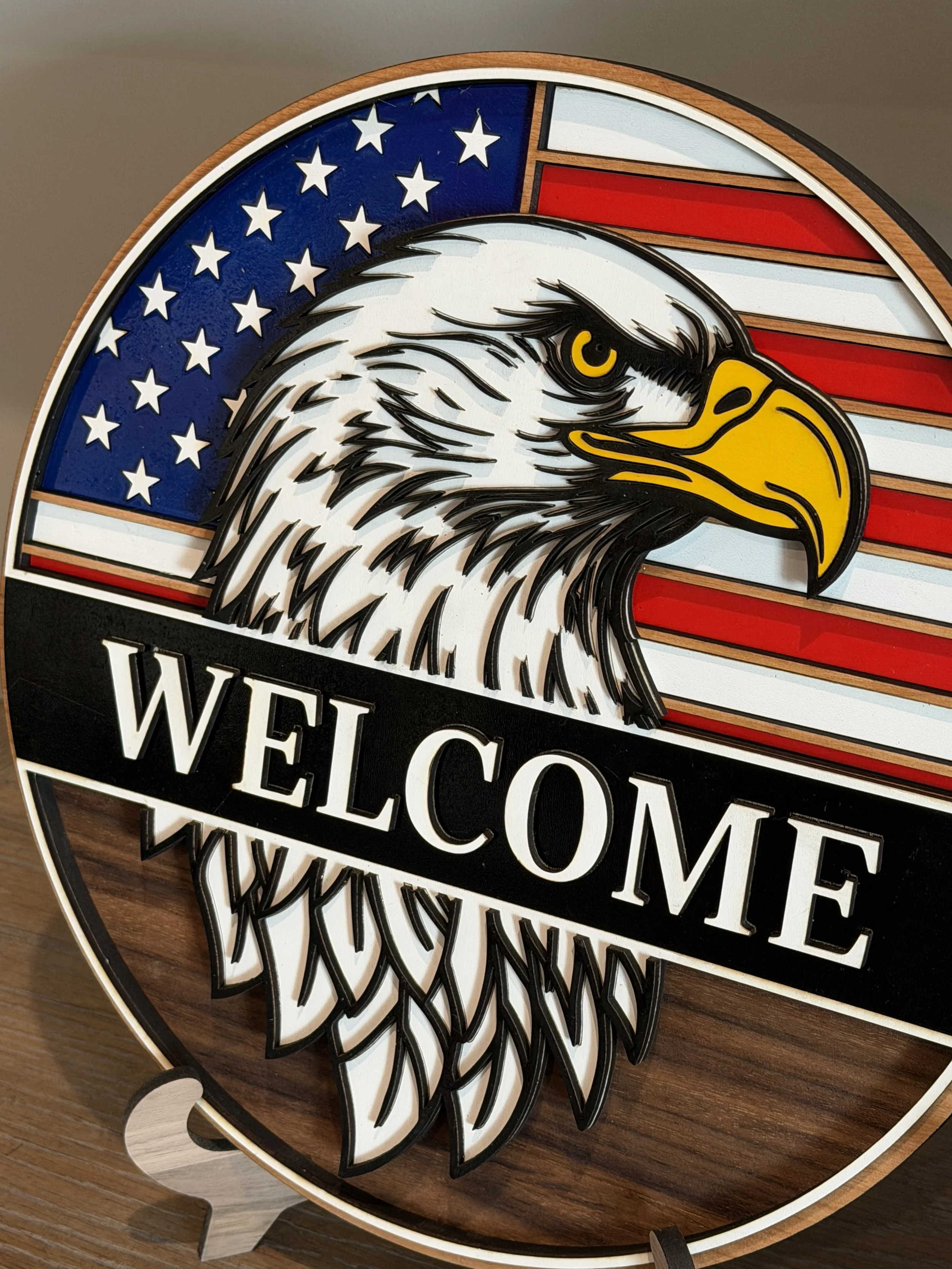 Patriotic Layered Eagle with Flag Side view.JPG