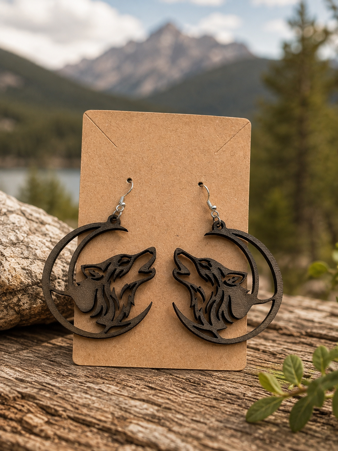 Howling Wolves Moon Earrings – Crescent Moon Dangle Earrings