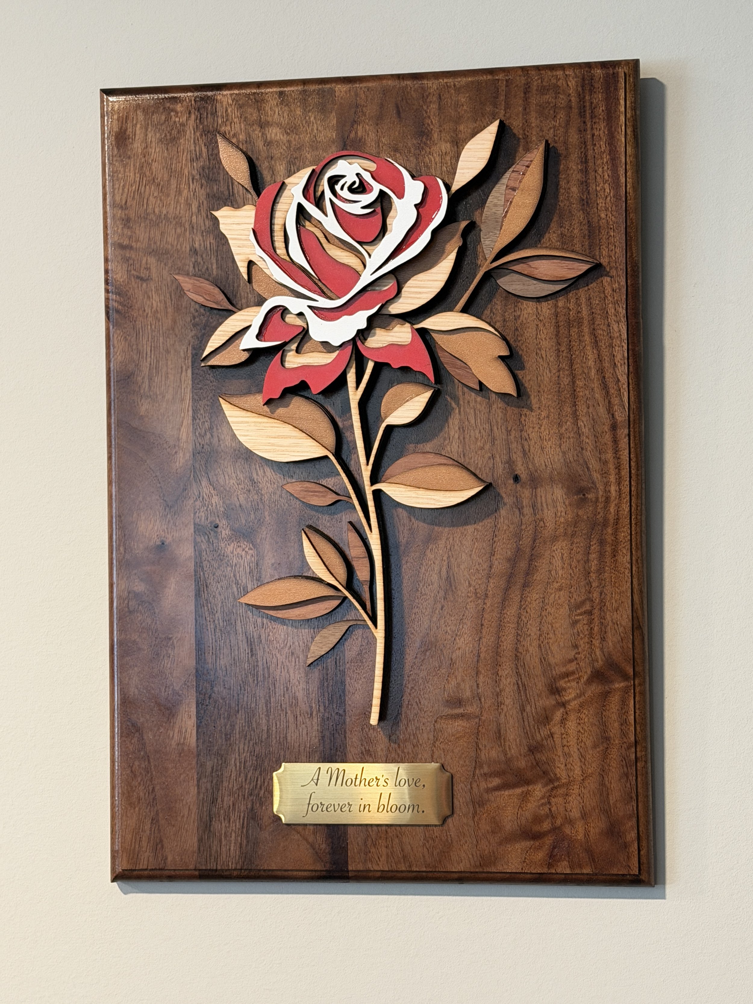3D Wooden Rose Wall Plaque – Handmade Floral Keepsake