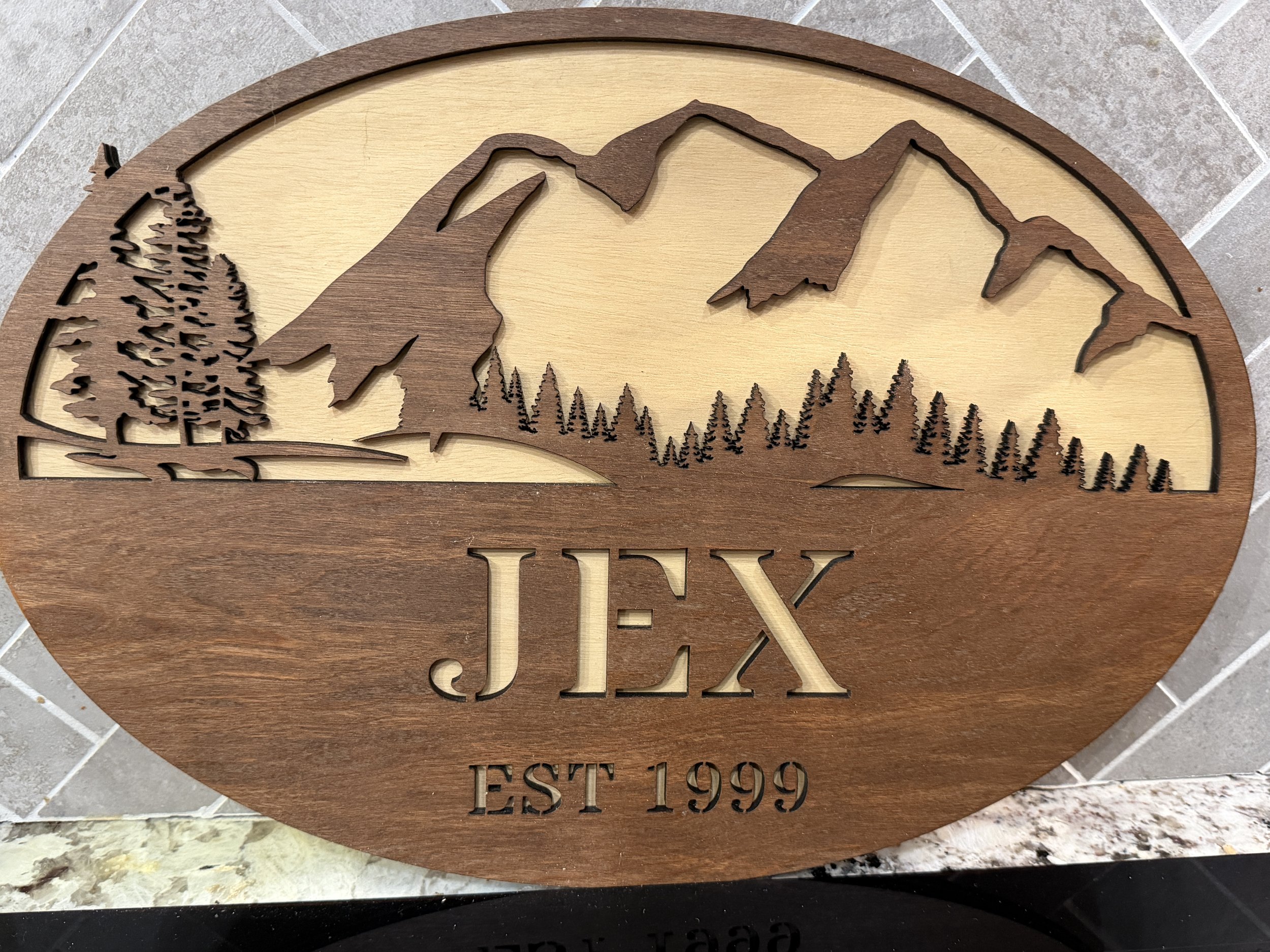 Custom Family Name Sign Mountains.JPG