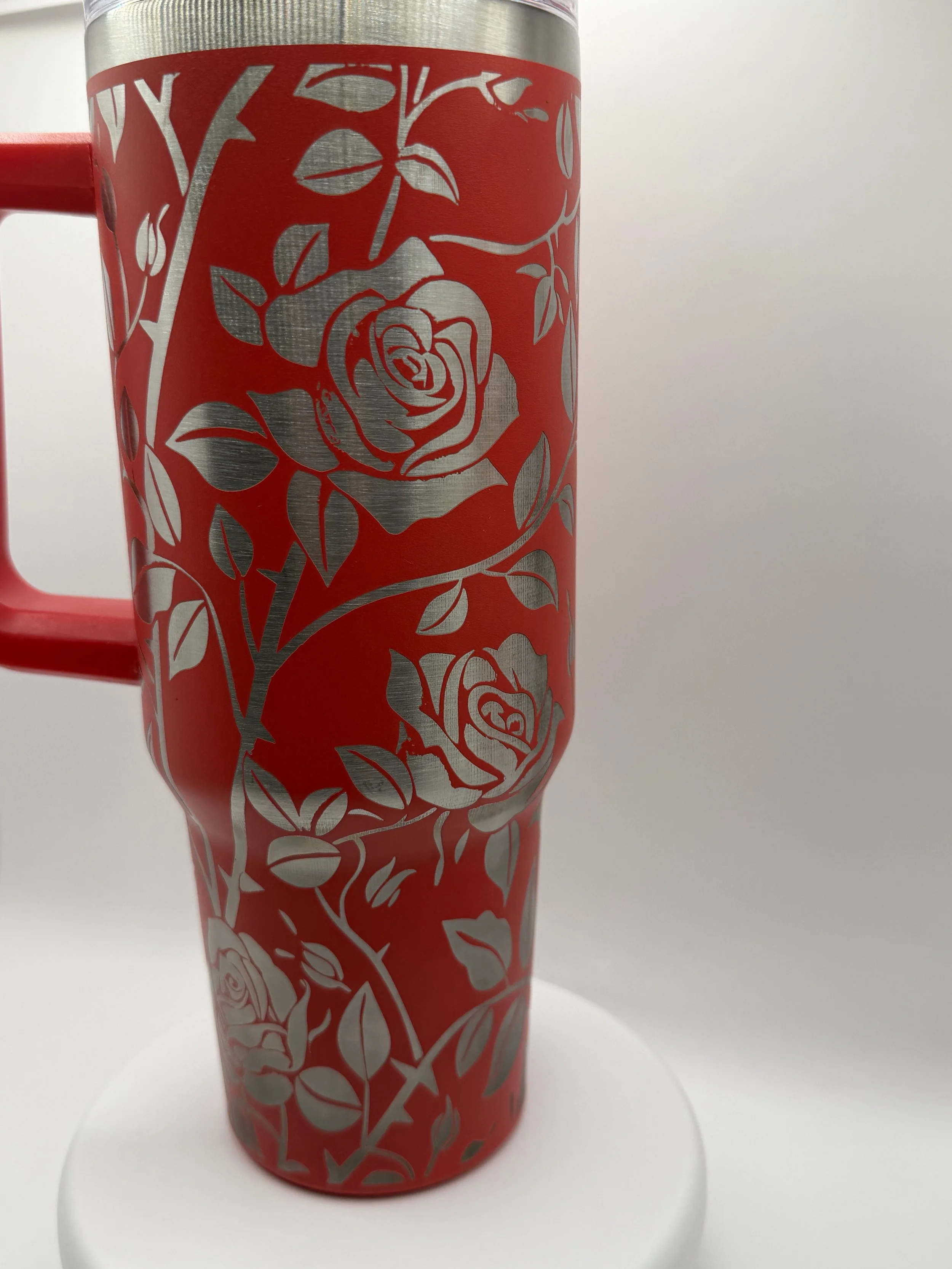 Valentine’s Rose 40oz Laser-Engraved Tumbler with Handle