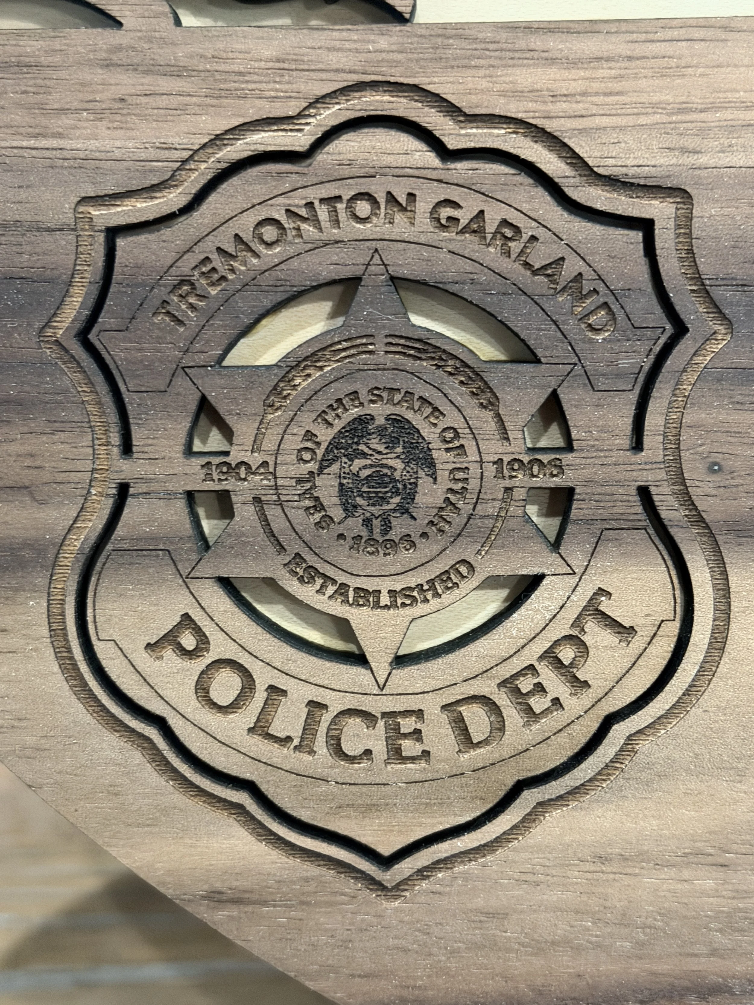 Custom Family Name Sign badge detail.JPG