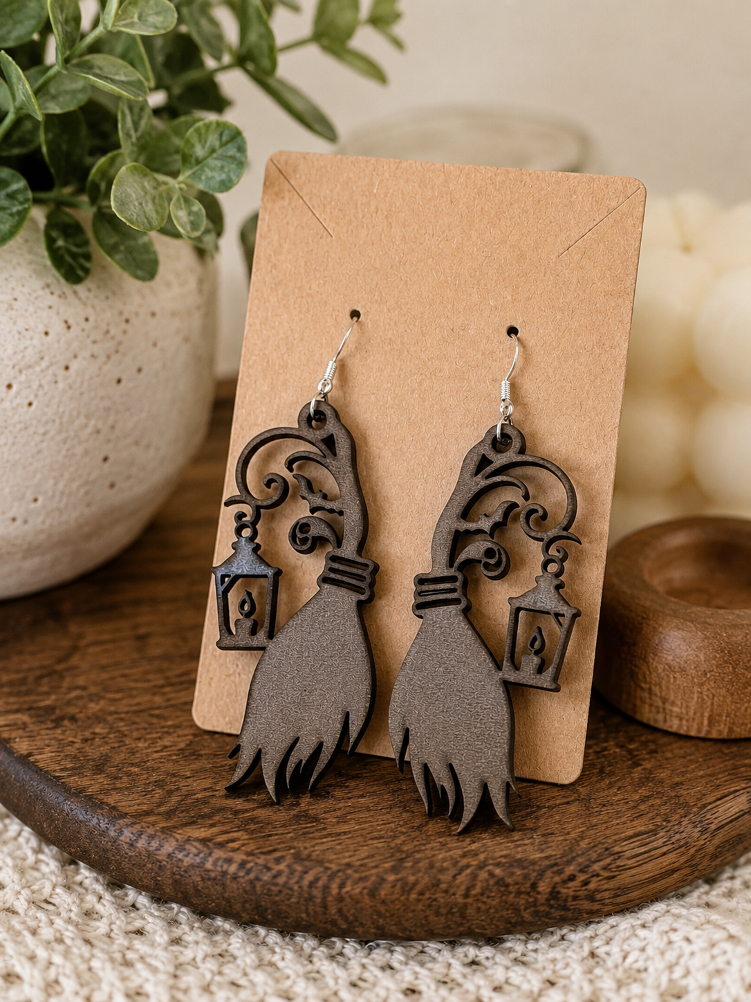 Ornate Lantern Broom Earrings – Gothic Victorian Dangle Earrings