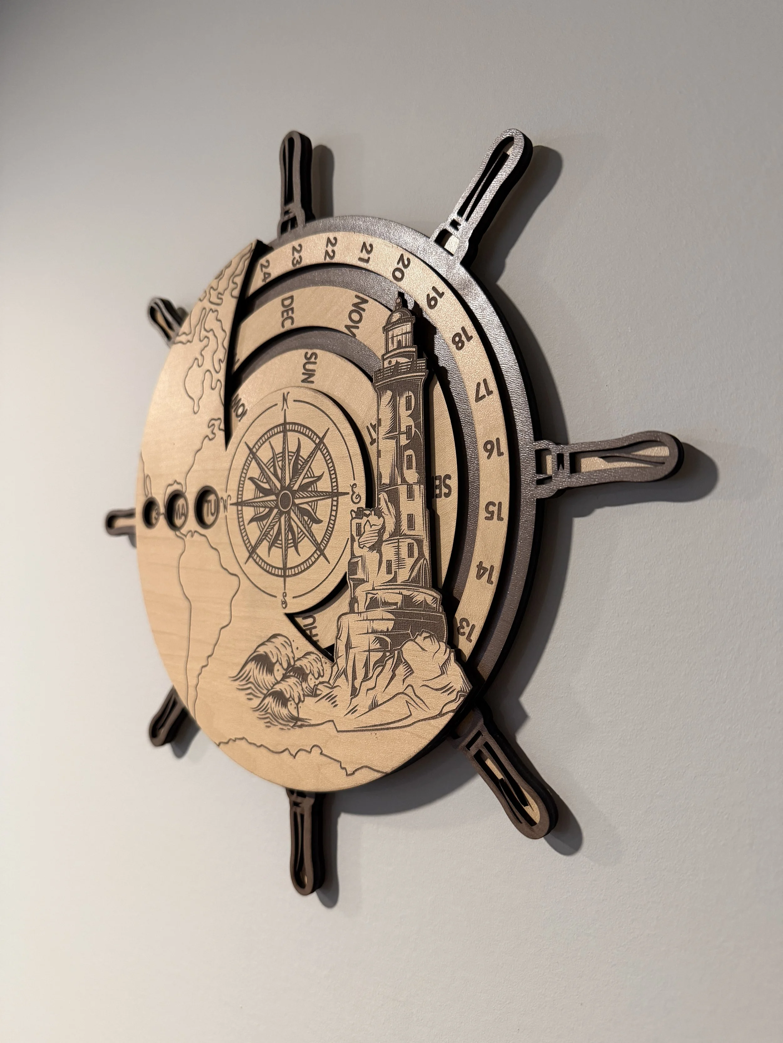 Perpetual Calendar Ship Wheel - side view.JPG