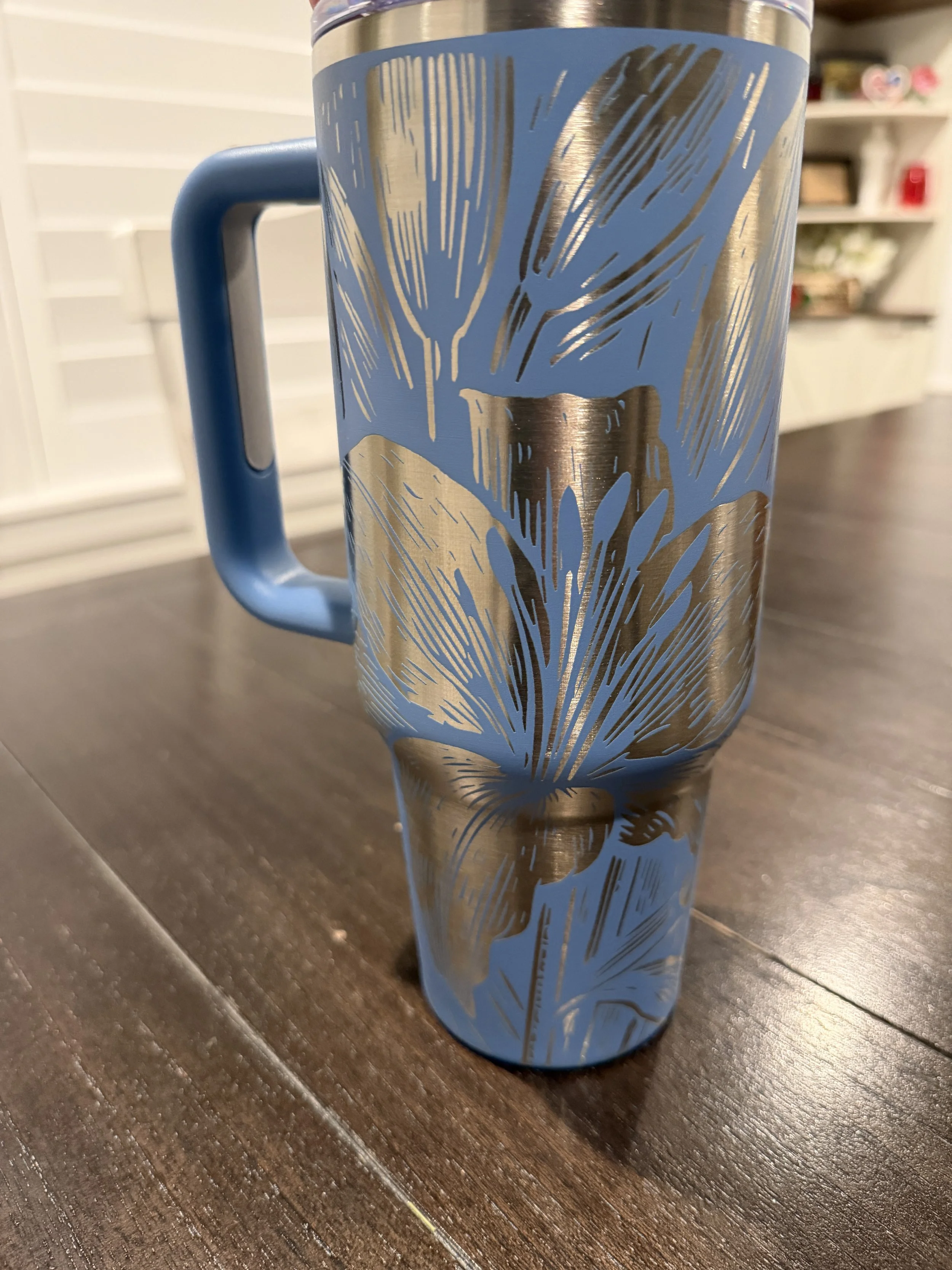 Light Blue Tumbler with Lilly Full Wrap pattern side.JPG