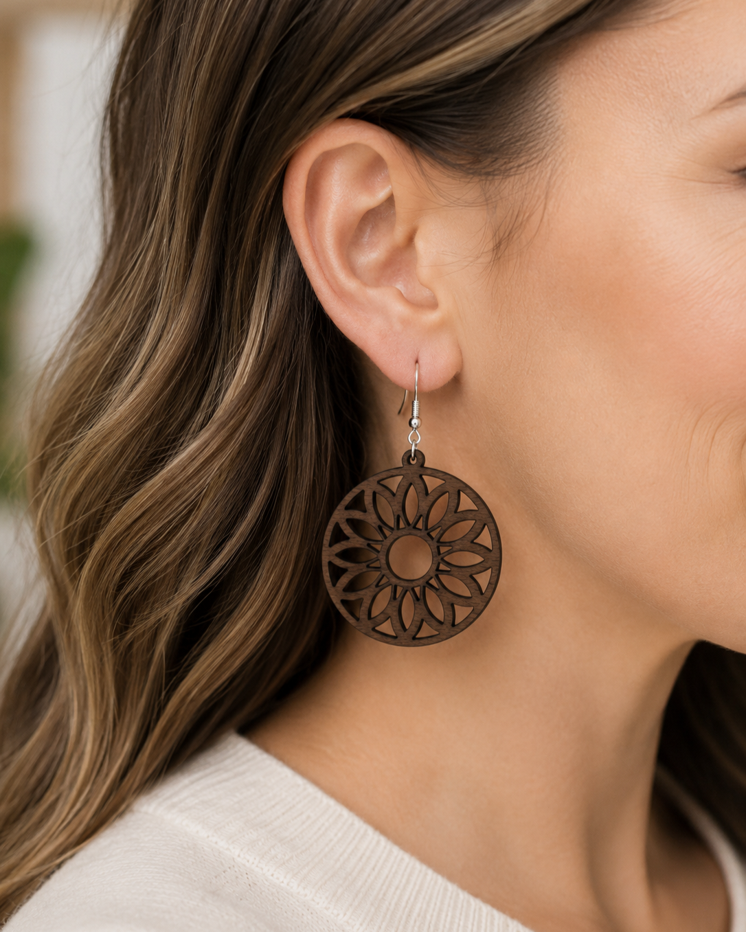 Walnut+Mandala+Circle+Earrings+Lifestyle+-+on+Model.png