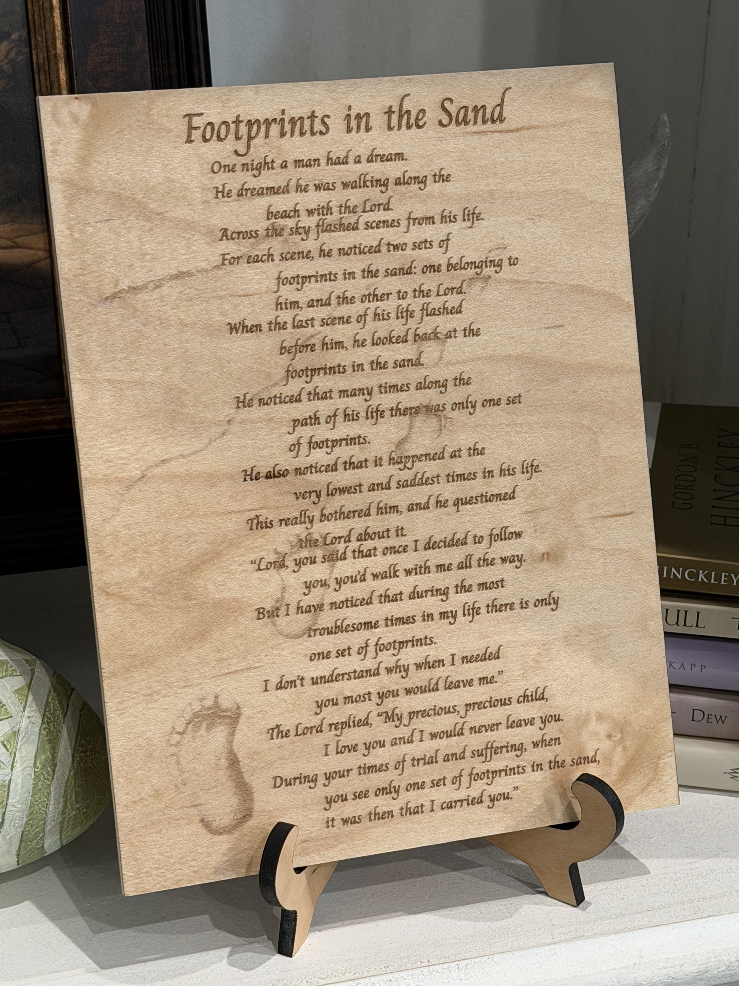 Footprints in the Sand Poem - Engraved Wood Plaque