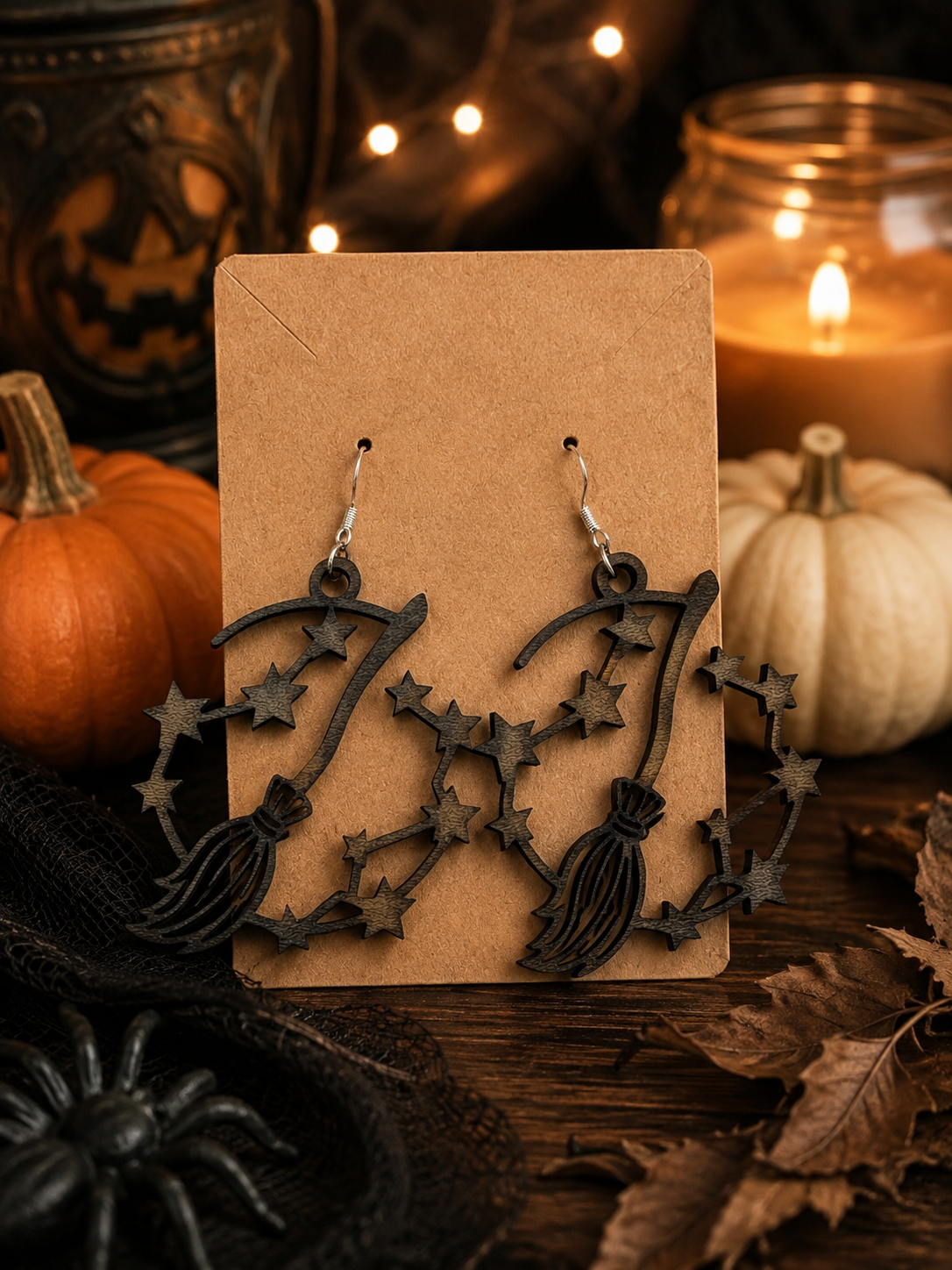 Celestial Broom Wreath Earrings – Star Wreath Dangle Earrings