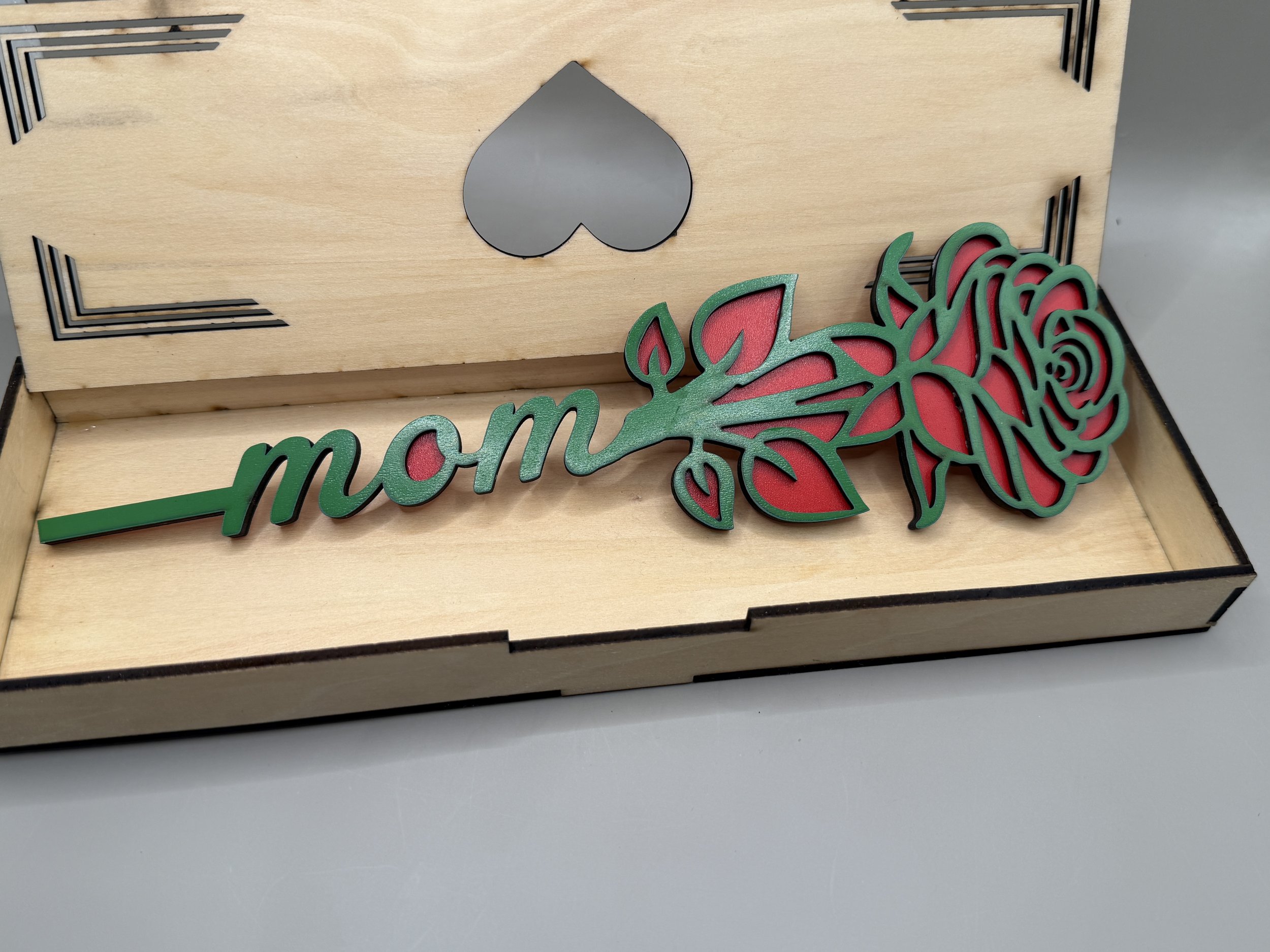 Wooden Rose Stem Gift Box – Layered Laser Design