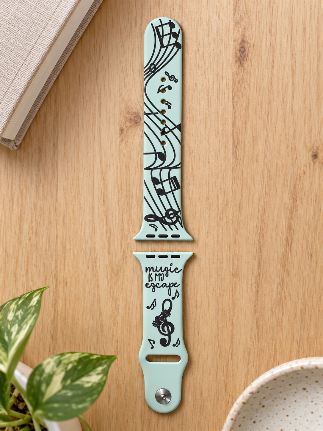 Music Is My Escape Apple Watch Band — Laser-Engraved Silicone Sport Band