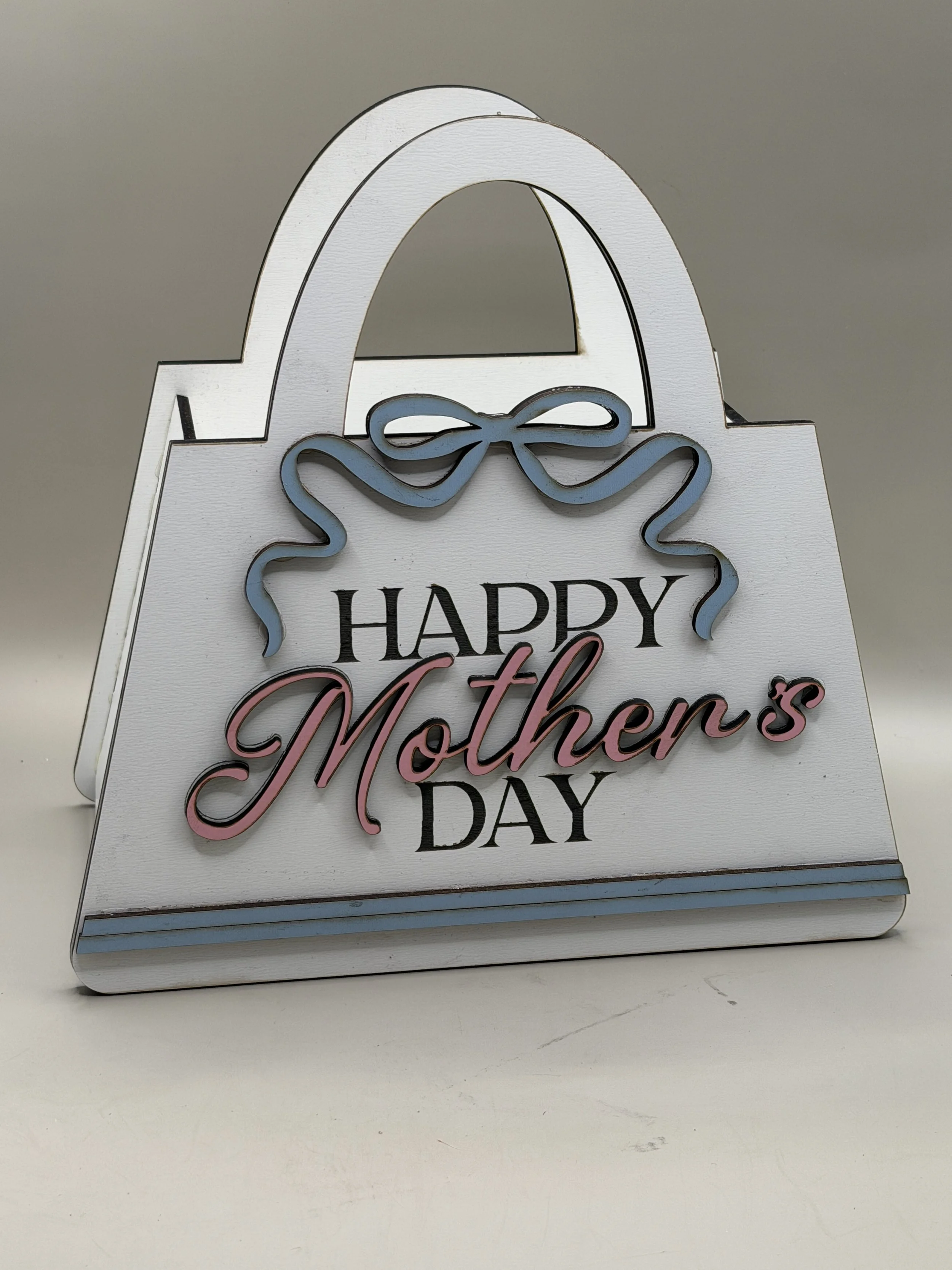 Handcrafted Wooden Mother’s Day Basket – Layered Gift Basket Decor