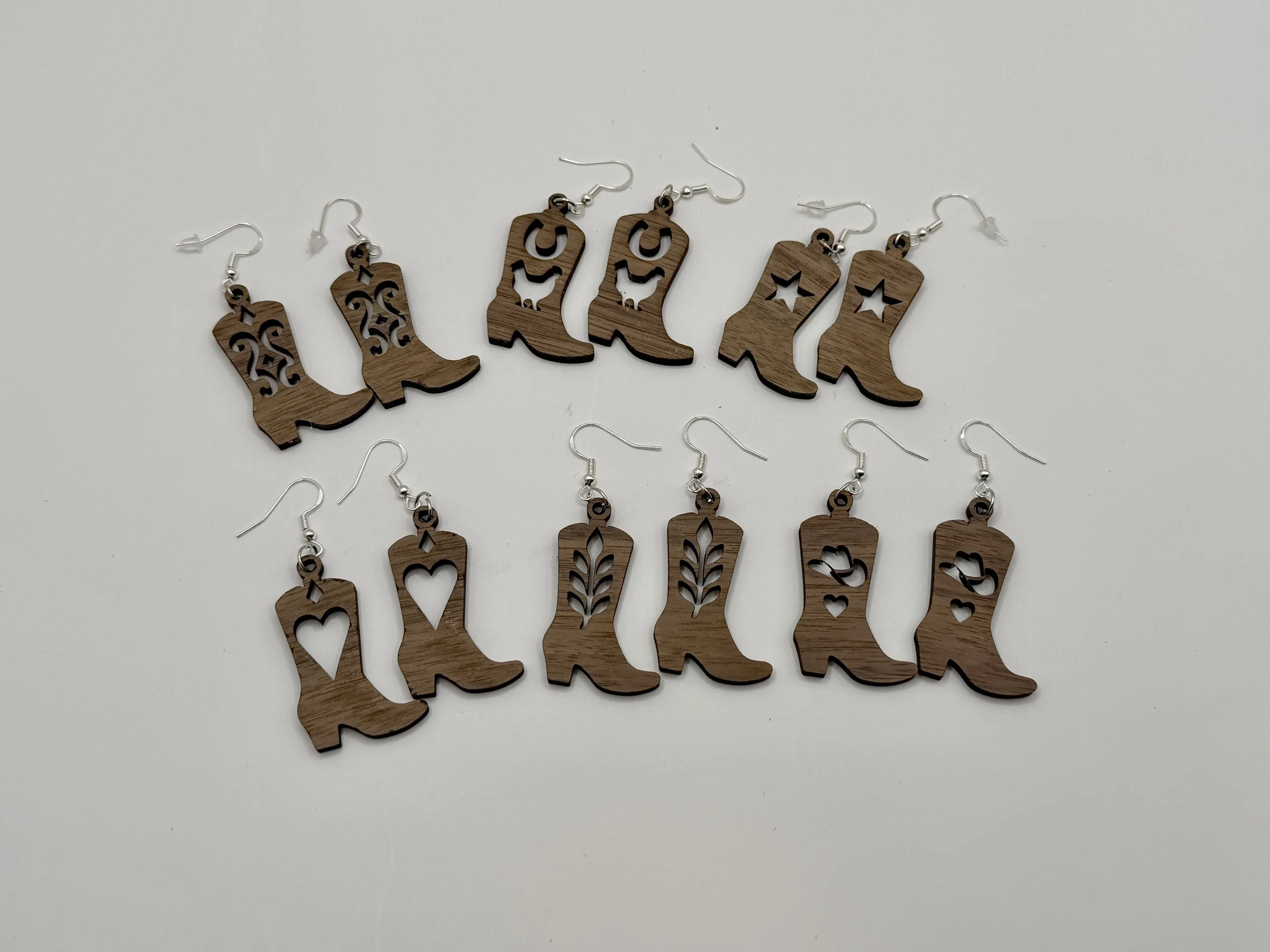Walnut Earrings - Cowboy Boot Complete Set - Landscape.JPG