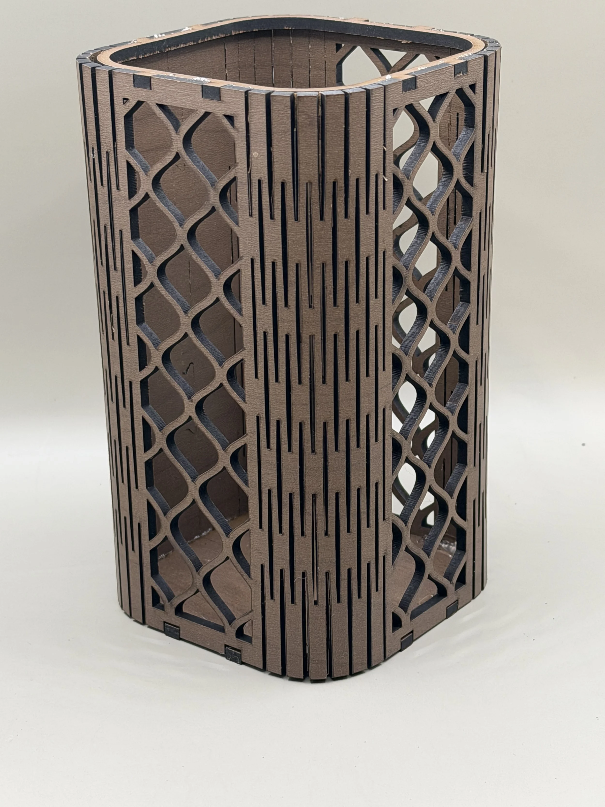 Moroccan Trellis Wooden Desk Pen Organizer side view.JPG