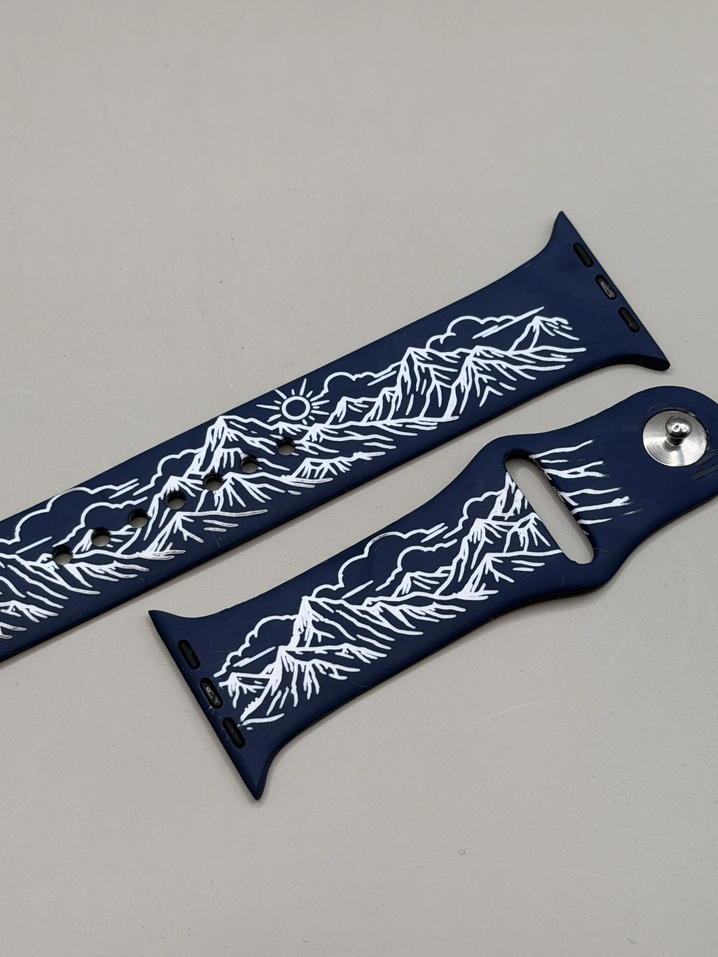 Laser-Engraved Mountain Range Apple Watch Band — Silicone Sport Band