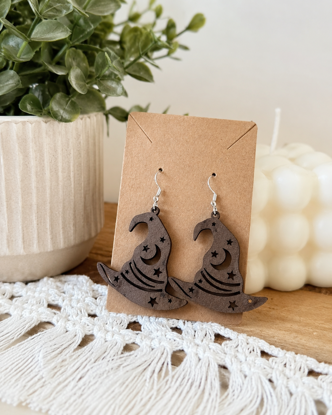 Starry Witch Hat Dangle Earrings – Celestial Halloween Earrings