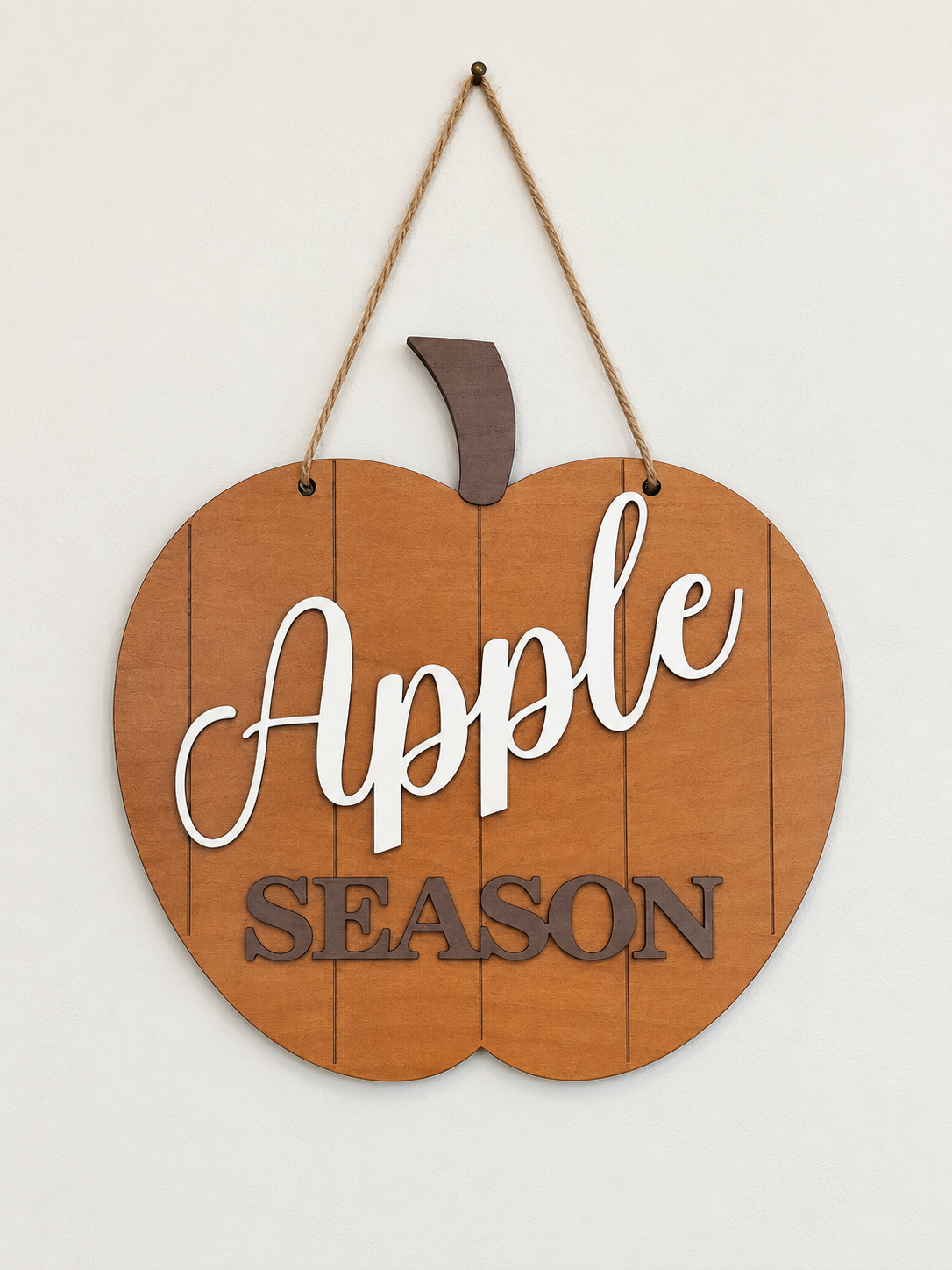 Apple Season Pumpkin Door Hanger | Layered Wood Fall Sign | Farmhouse Autumn Porch Decor