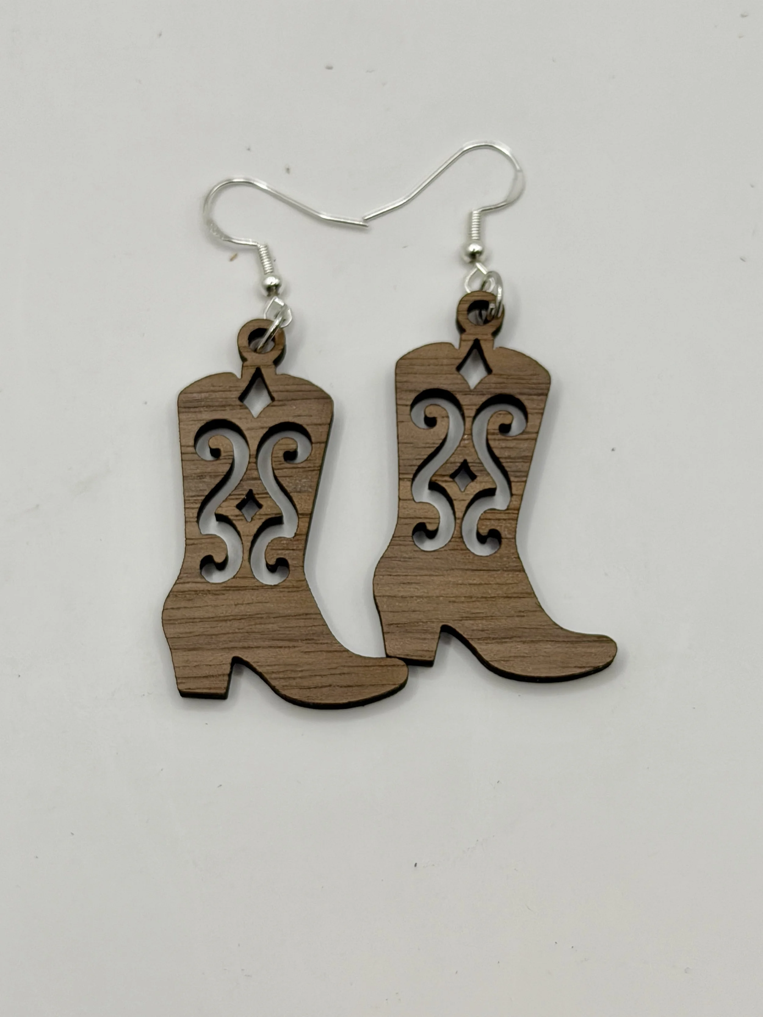 Walnut Earrings - Cowboy Boot Traditional Design1.JPG