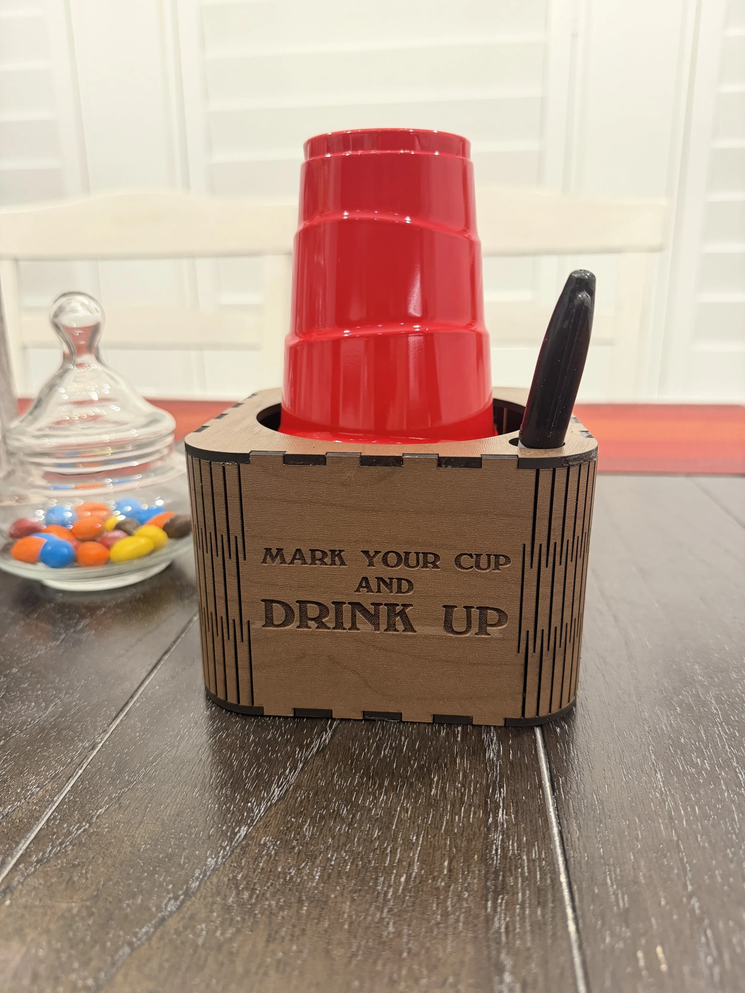 Mark your Cup Holder - Walnut - Lifestyle on table.JPG