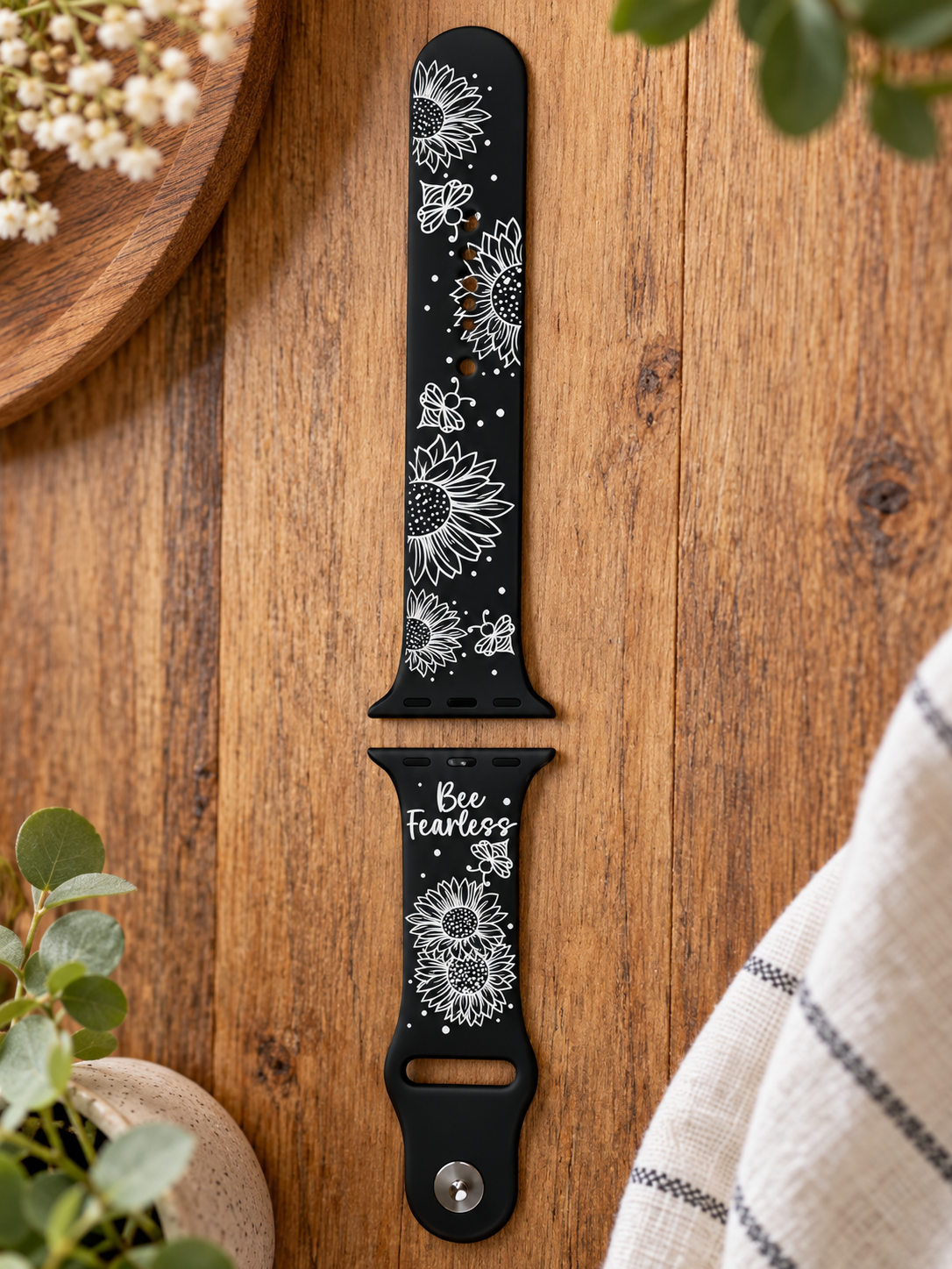 Bee+Fearless+Watch+Band+-+Sunflowers+%26+Bees+-+Black+Band.png