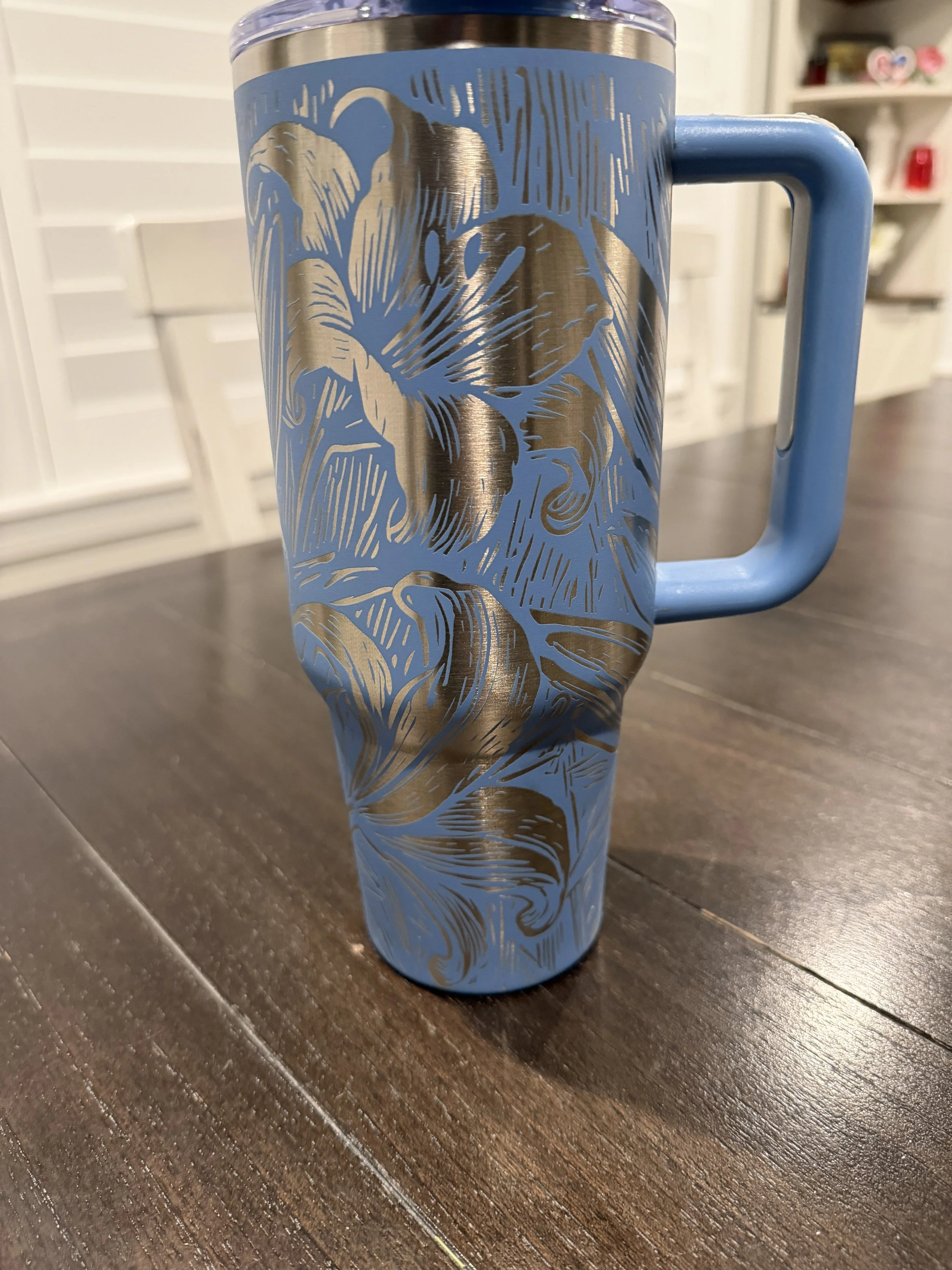 Light Blue Tumbler with Lilly Full Wrap pattern detail.JPG