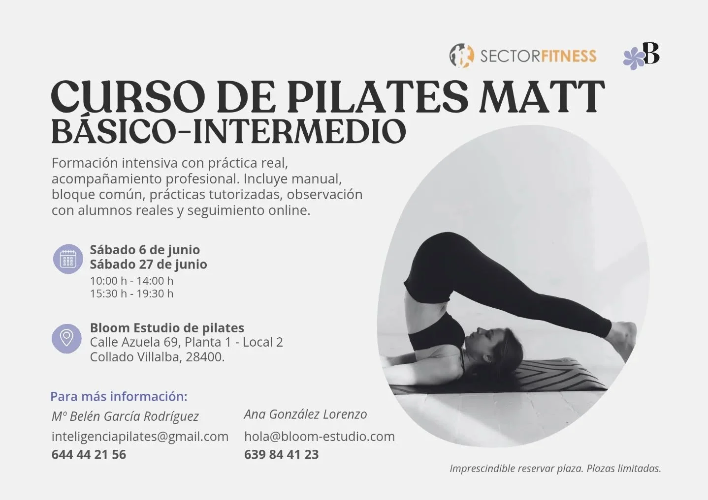 Empieza desde la base.
F&oacute;rmate en Pilates Mat y aprende a ense&ntilde;ar con seguridad, control y conciencia corporal.
Una formaci&oacute;n completa, con pr&aacute;ctica real y acompa&ntilde;amiento profesional para impulsar tu crecimiento.
Da
