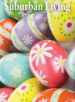 Colorful decorated Easter eggs with floral patterns.