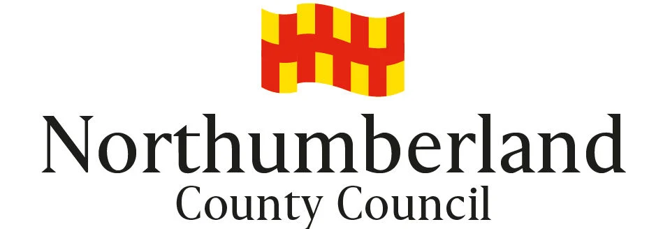 Logo of Northumberland County Council featuring a stylized red and yellow flag or banner.