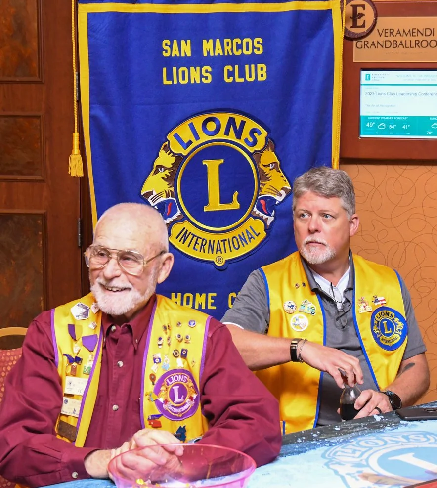 Two men at Lions Club San Marcos Texas meeting
