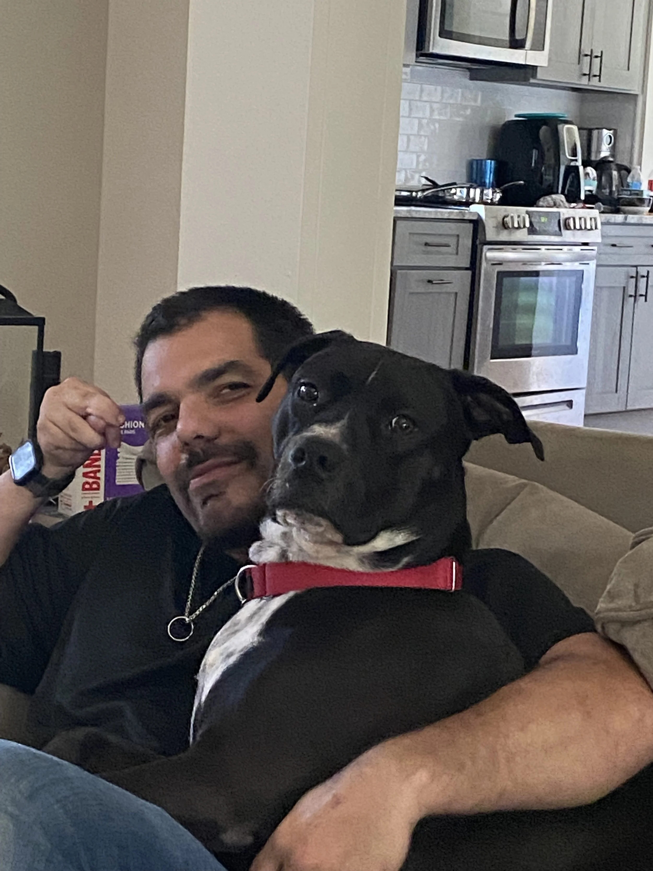 One of the first good pictures of me and my dog domino, The first Echo Dog Participant.