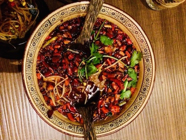 Bowl of spicy noodles at Chili Fagara