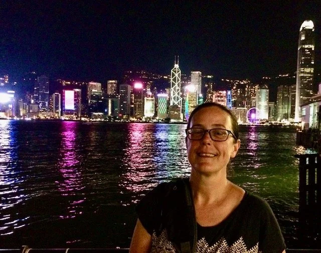 OBT in front of the Light Show from the ferry pier in Kowloon