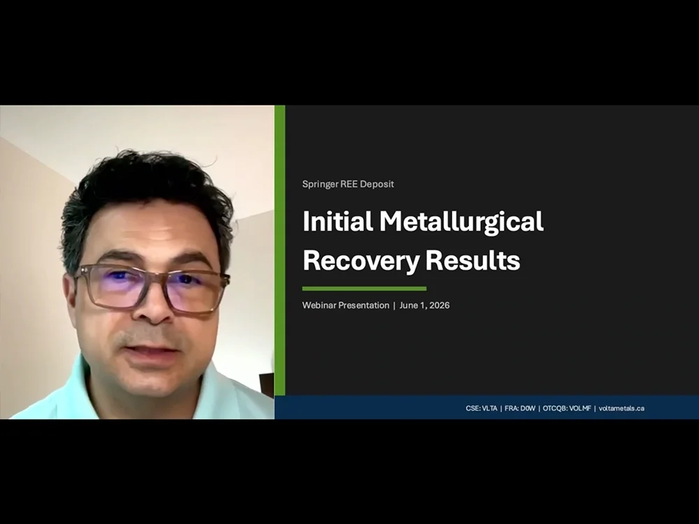 Initial Metallurgical Recovery Results at Springer REE Deposit