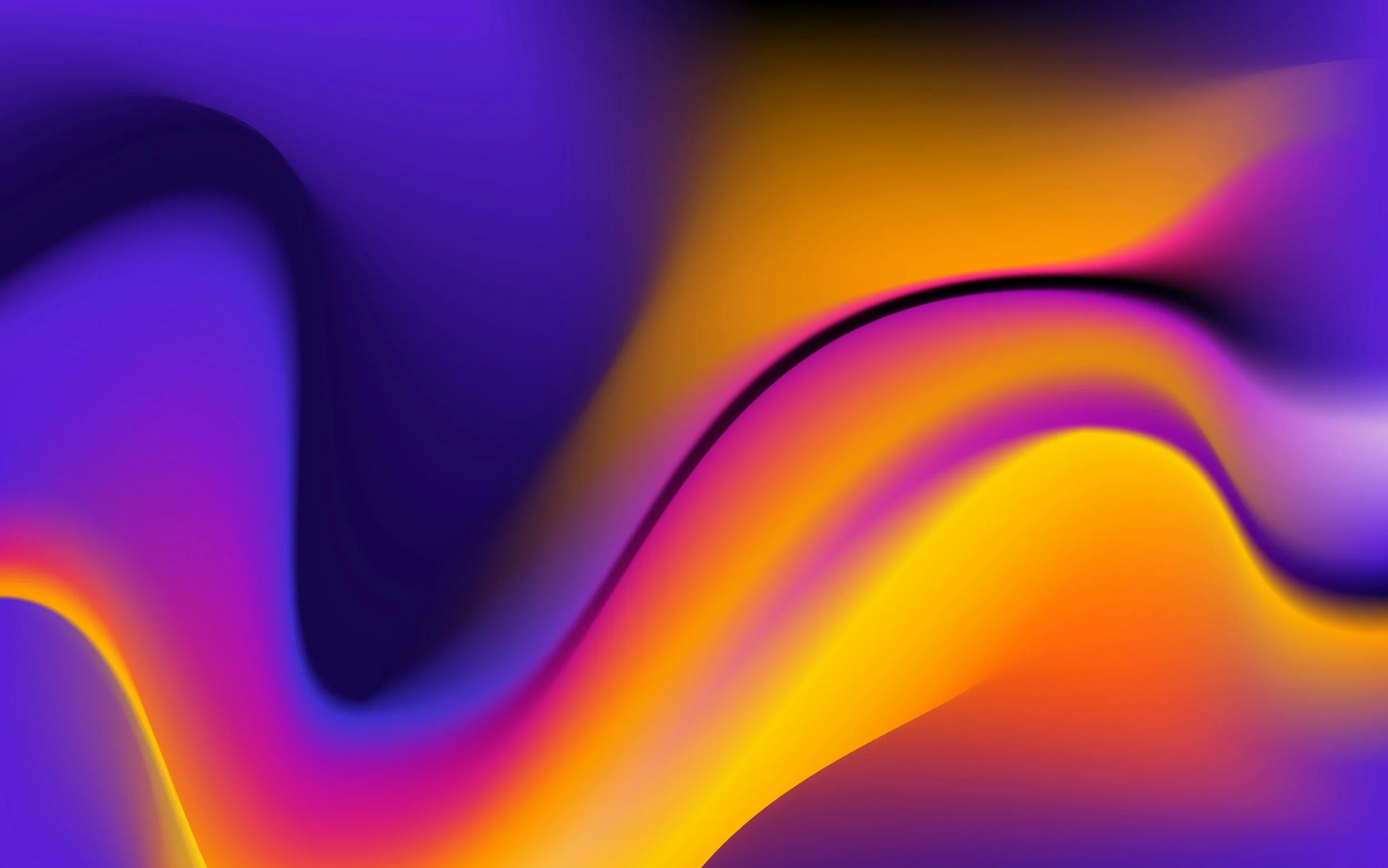Abstract colorful flowing smooth gradient with purple, yellow, and pink hues.