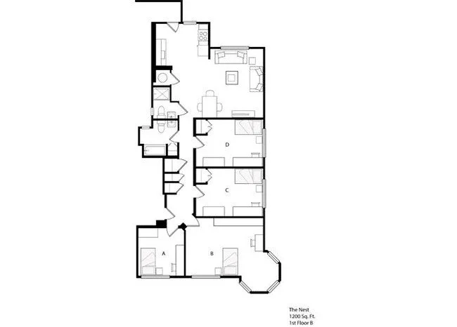 4 bed 2 bath floor plan The Nest at Legacy at Drexel Arms