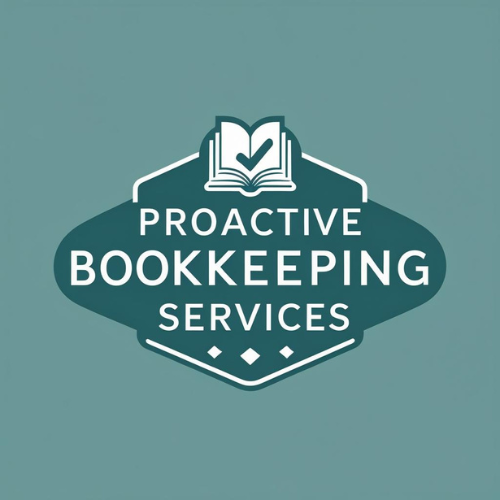 Logo for Proactive Bookkeeping Services with an open book and checkmark icon.