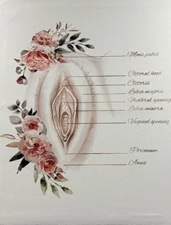 Anatomical flower art in our Bonus birthing suite