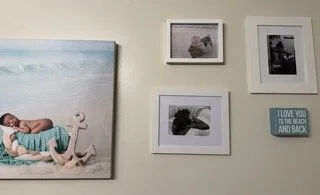 Some of the beautiful wall art in our bathroom