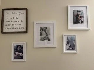 Some of the beautiful wall art in our bathroom