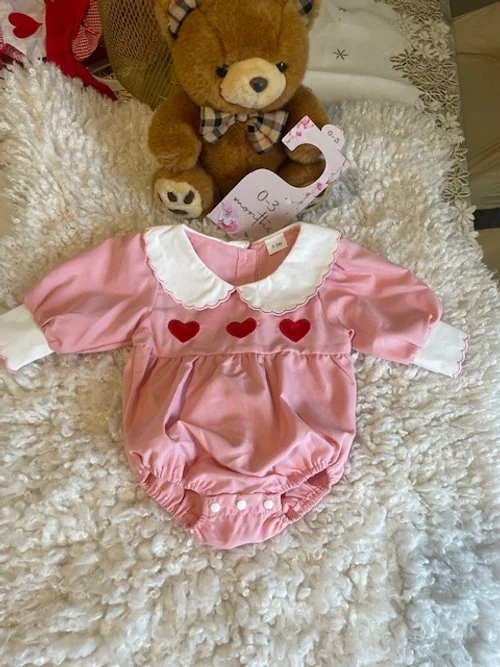 Valentine's Day Heart Baby Romper (0-3 Months)