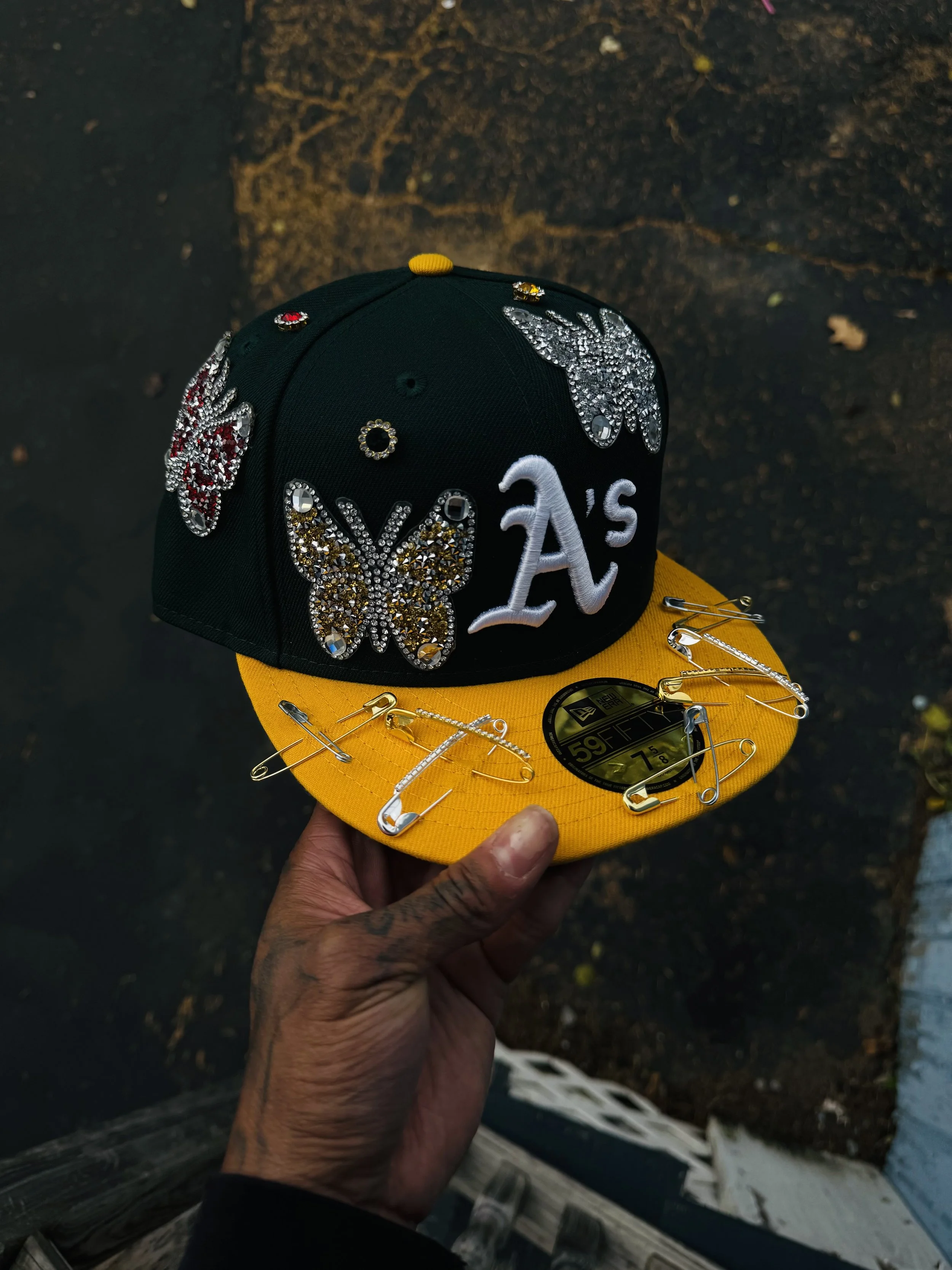 Multi Butterfly Green A’s Fitted Hat