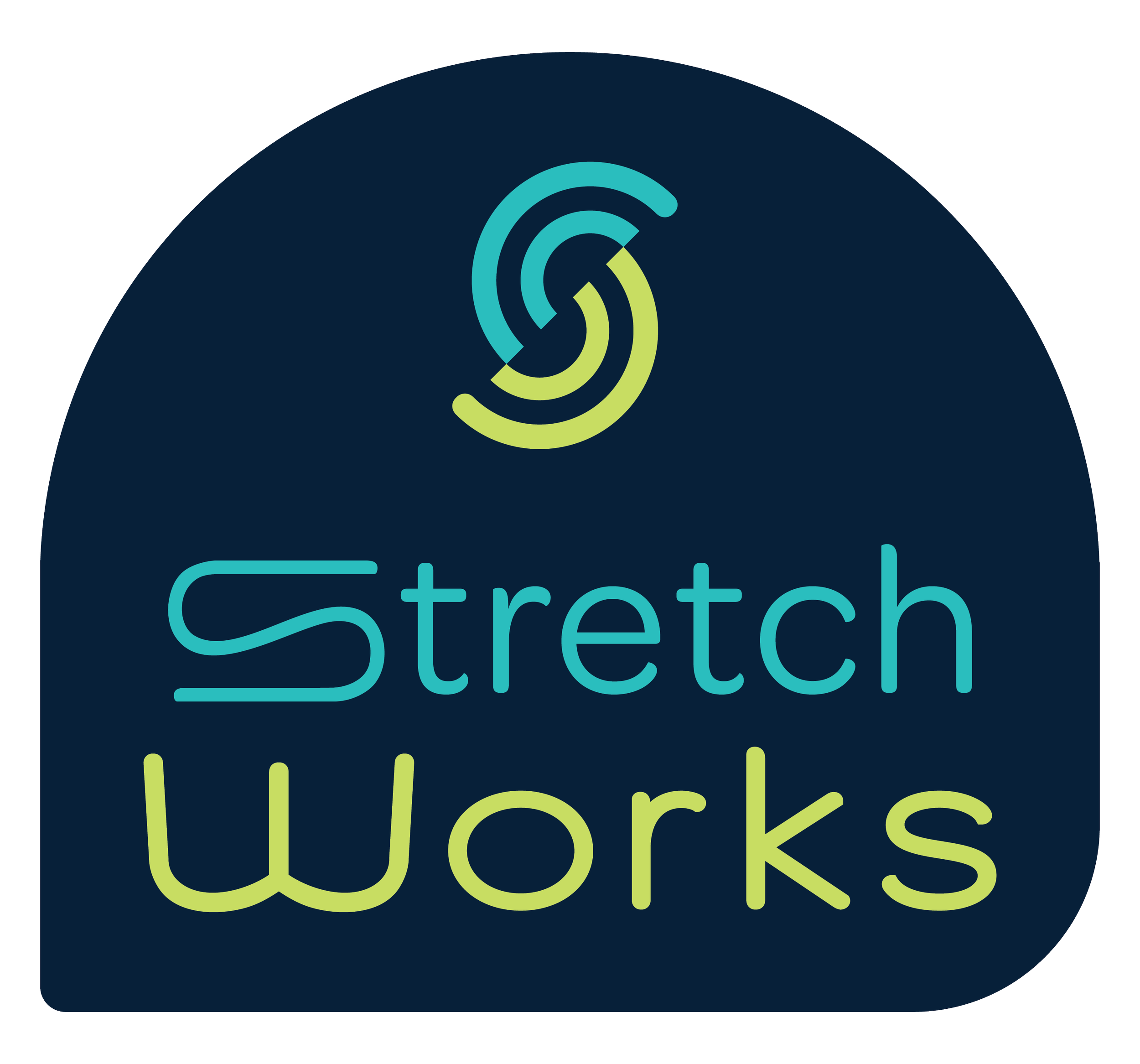 StretchWorks personal training navy, green and teal logo badge