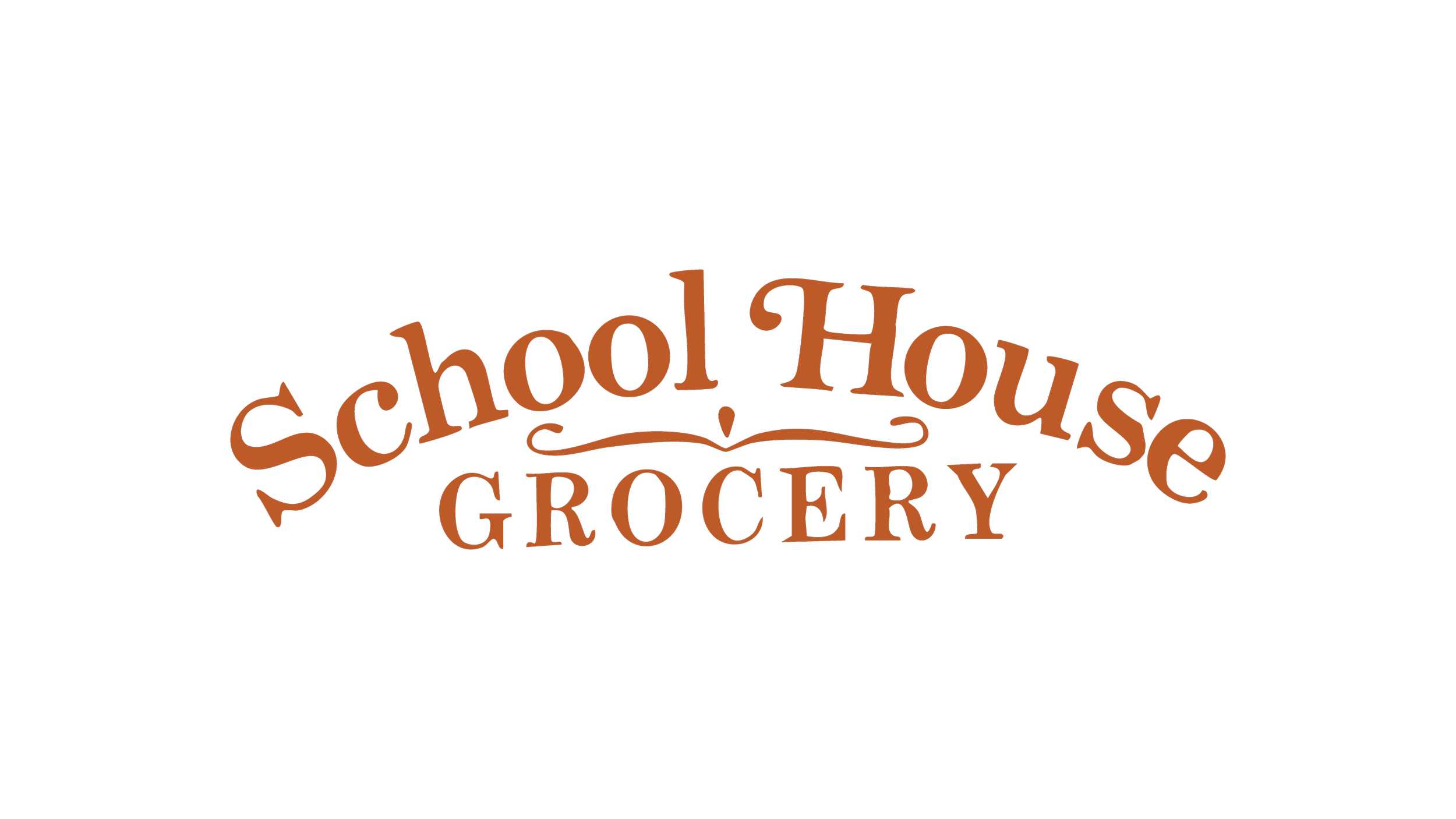 Retro style text reading 'School House Grocery' on a black background.