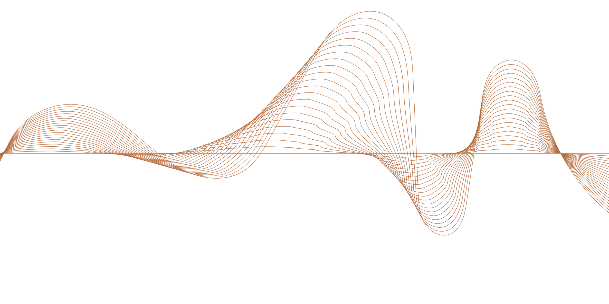 Digital abstract wave pattern with orange lines on black background
