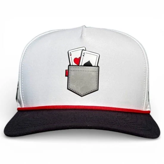 Pocket Aces Golf Snapback Hat with Built in Magnetic Ball Marker Holder & Marker Included