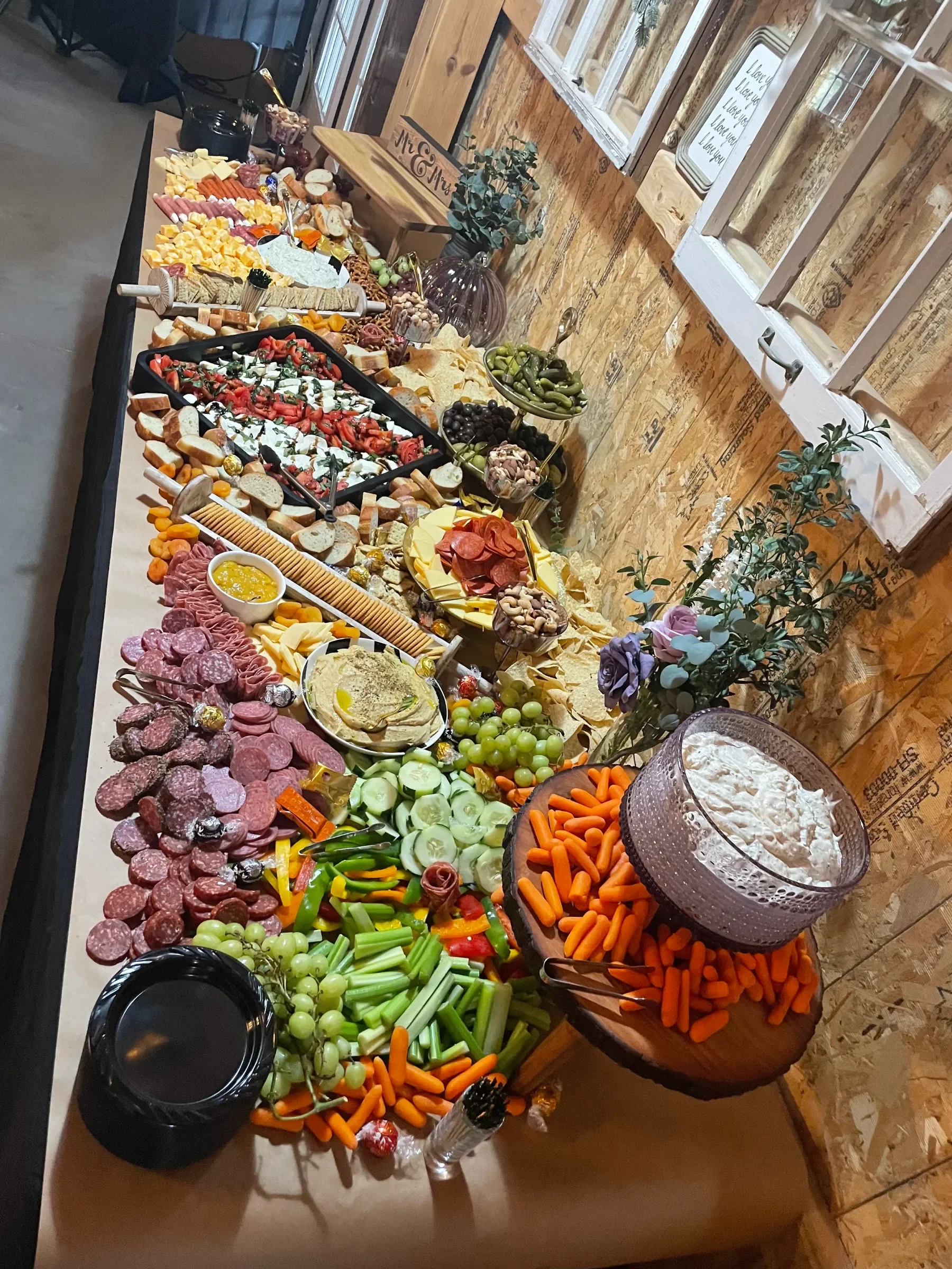 Full Length Wedding Grazing Table and Charcuterie Spread
