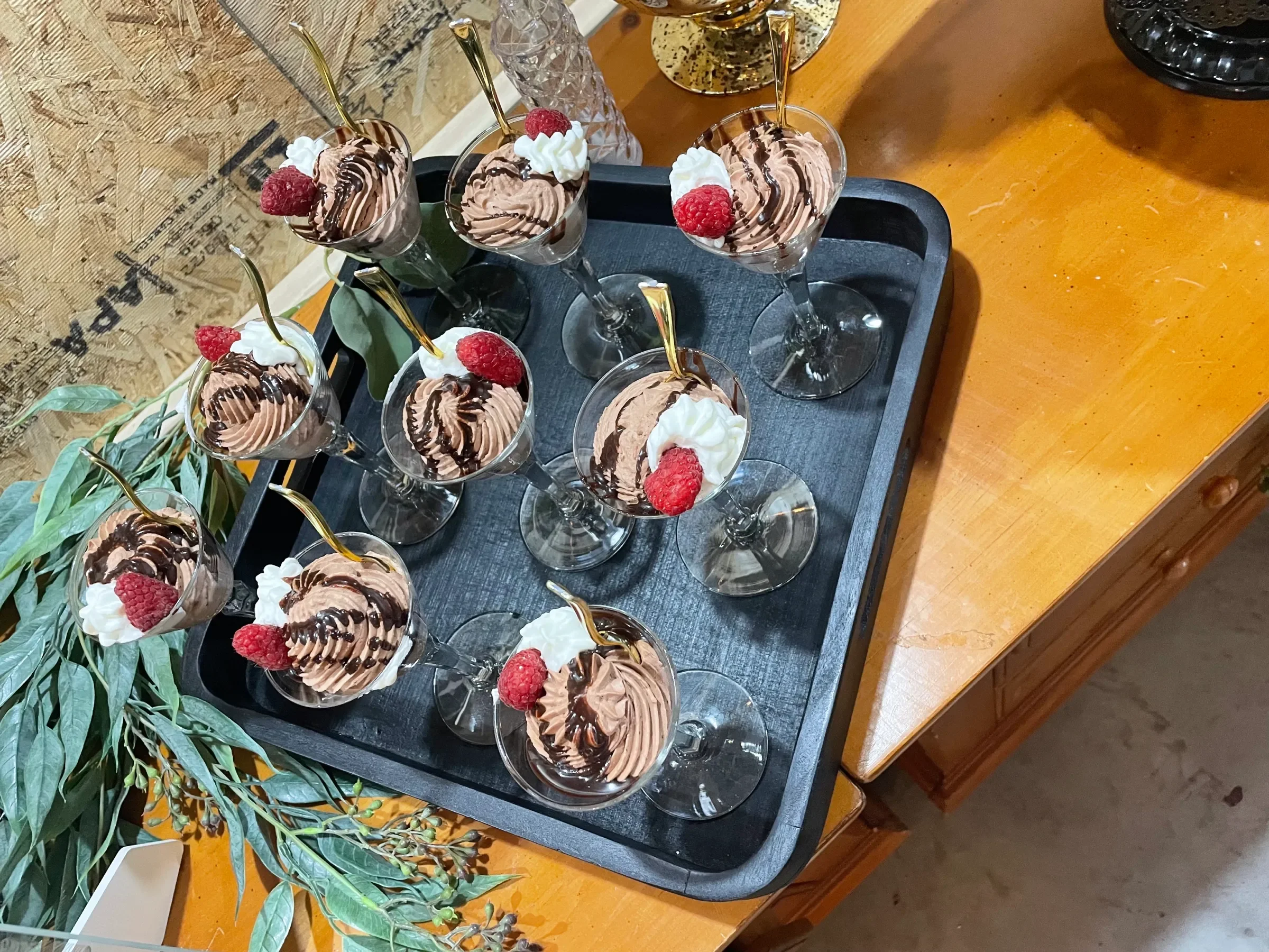 Mini Wedding Dessert Shooters with Gold Spoons