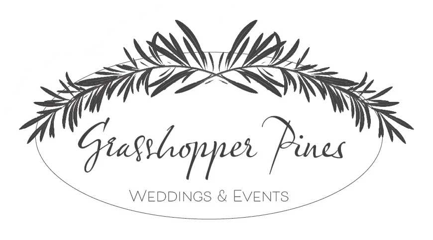 Logo for Grasshopper Pines with a beautiful glow around it