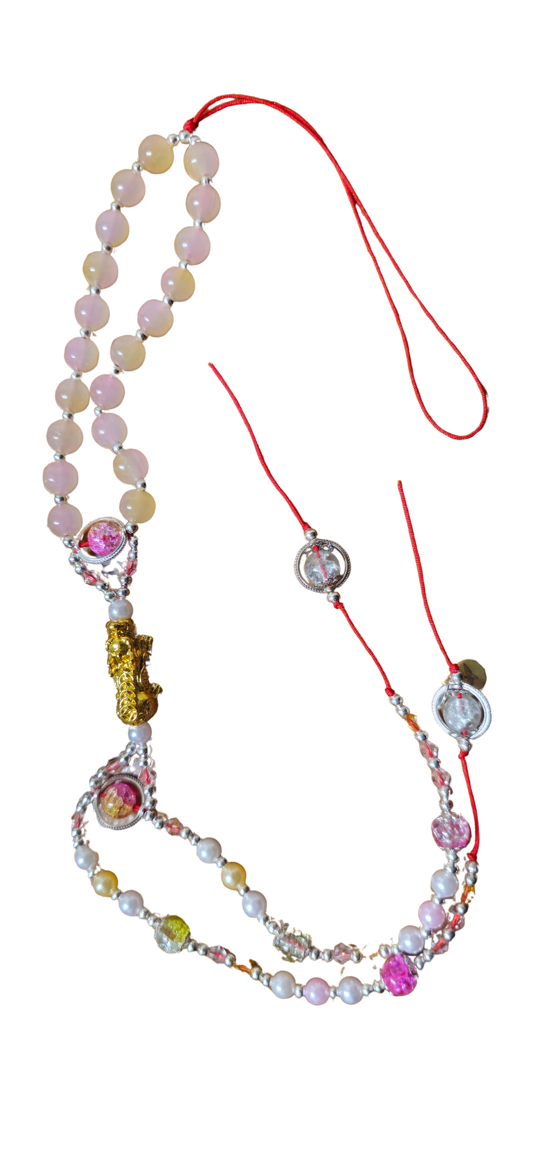 Peach Pavilion Dragon Pixiu Tassel Sterling Silver